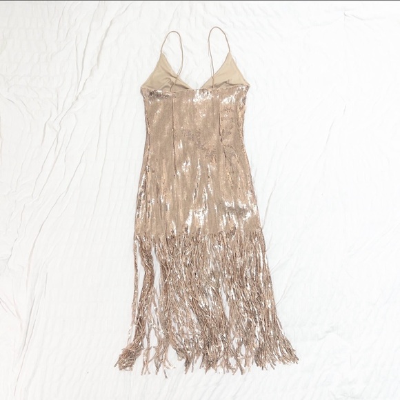 Forever 21 Rose Gold Sequin Fringe Dress | Small | NWT - Picture 2 of 3